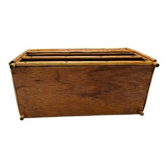VTG Rattan Desk Organizer Bamboo Letter Tray Boho Basket Weave Office Storage