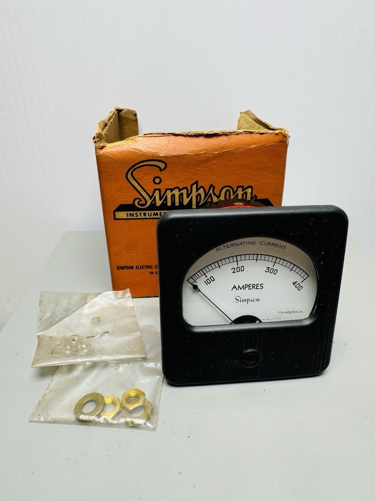 SIMPSON Panel AC AMP METER 0-400 AC Amperes Alternating Current F.S.-400/5ACA #1