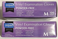 Inspire Stretch Vinyl Examination Gloves Powder Free Medium 100 Gloves X 2 Boxes