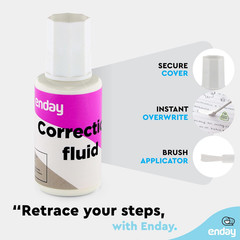 Enday Liquid Correction Fluid Pack of 4, White Fluid .7 Fl. Oz. / 20 Ml