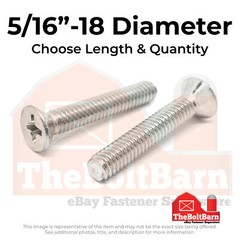 5/16″-18 316 Stainless Steel Phillips Flat Head Machine Screws (Pick Length&Qty)