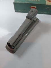 Vintage Bates 56 Desk Stapler Grey with Original Box & Swingline Staples USA
