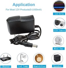 Universal 12V 1A Power Supply Adapter – AC/DC 100-240V Input, Short-Circuit Safe