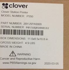 Clover Station P550 PRINTER – THERMAL PRINTER FOR CLOVER PRO 2018 SOLO