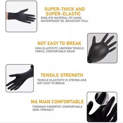 100X Black Nitrile Nitro Powder Free Disposable Gloves – Heavy Duty 6g Thickness