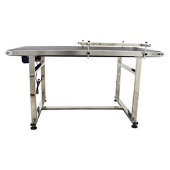 Electric PVC Belt Conveyor Transport Machine w/ Double Guardrails 110V 59×31.5in