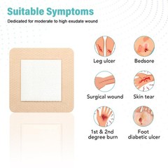 Silicone Foam Dressing with Adhesive Border 4“ x 4”,5 Packs Waterpro