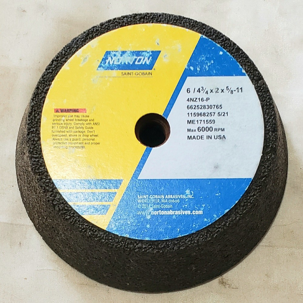Norton 6″ x 4-3/4″ x 2″ x 5/8-11 Grinding Flaring Cup Wheel 16 Grit 66252830765