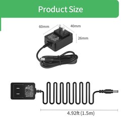 15V 1A Power Supply Adapter Compatible with Litter Robot2 3 4 1-Pack, black
