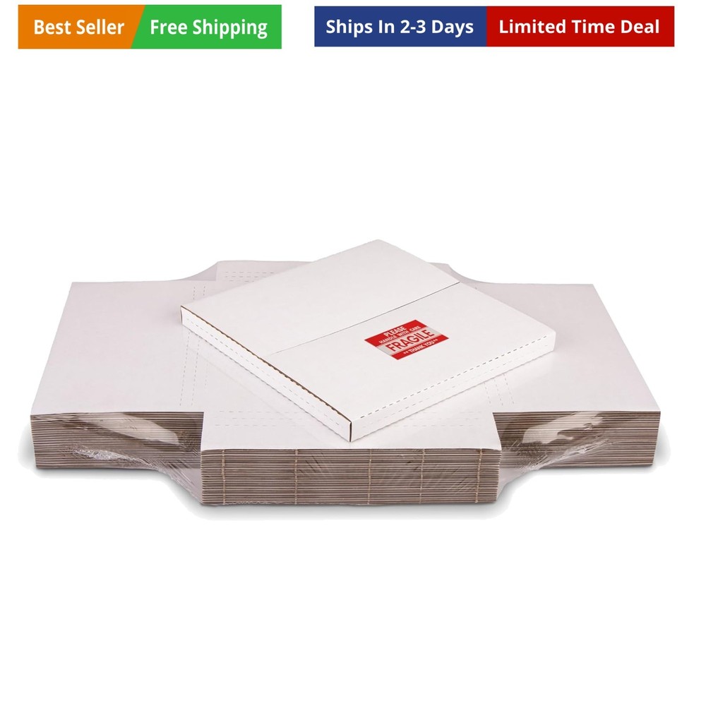 White Vinyl Record Mailers 12.8×12.8×1 inch LP Mailing Corrugated Cardboard B…