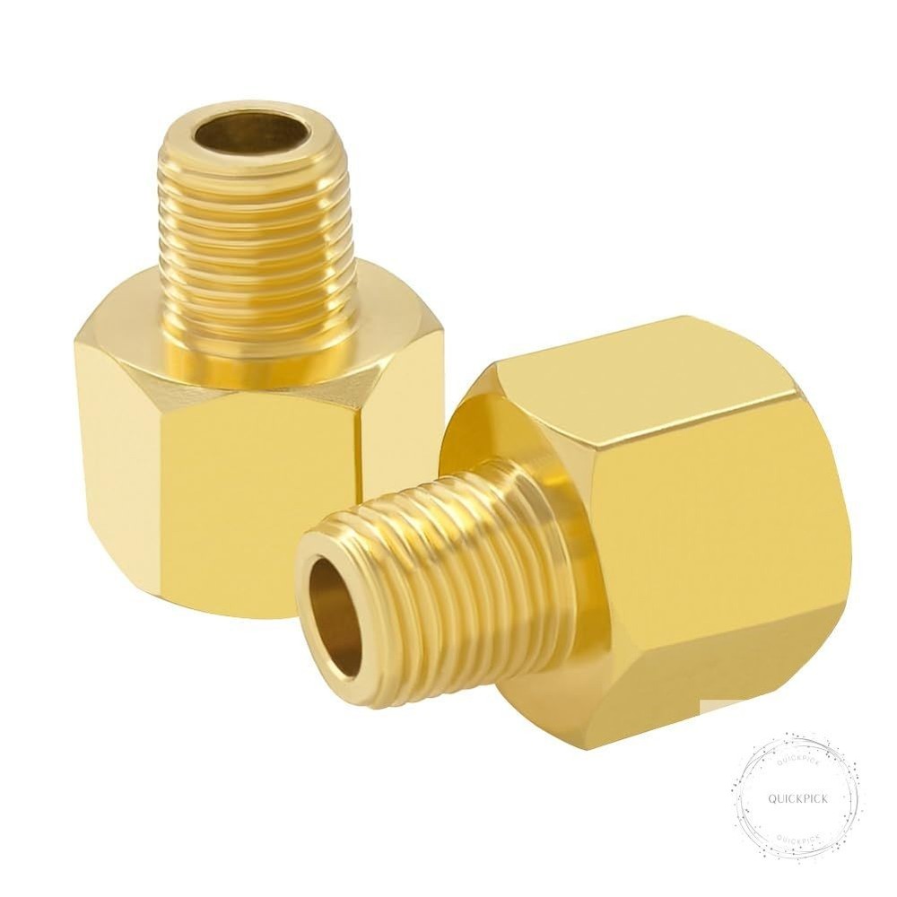 2PCS Brass Pipe Fitting 1/4″ NPT Male to 1/2″ NPT Female Thread Reducer Adapter