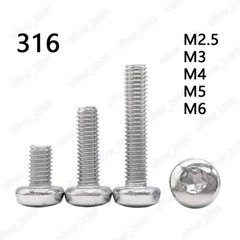 M2.5 M3 M4 M5 M6 316 Stainless Steel Torx Soket Pan Head Screws