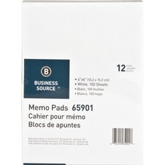 Business Source Plain Memo Pads 100 Sheets – Plain – Glued – Unruled – 12 Pads