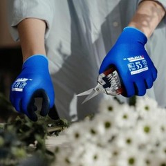 Gasoline 13Gauge Polyester Latex Crinkle Palm Dipped Blue Gloves / 12Pairs