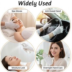 3 Pairs Full-Finger White Cotton Gloves for Dry Hands