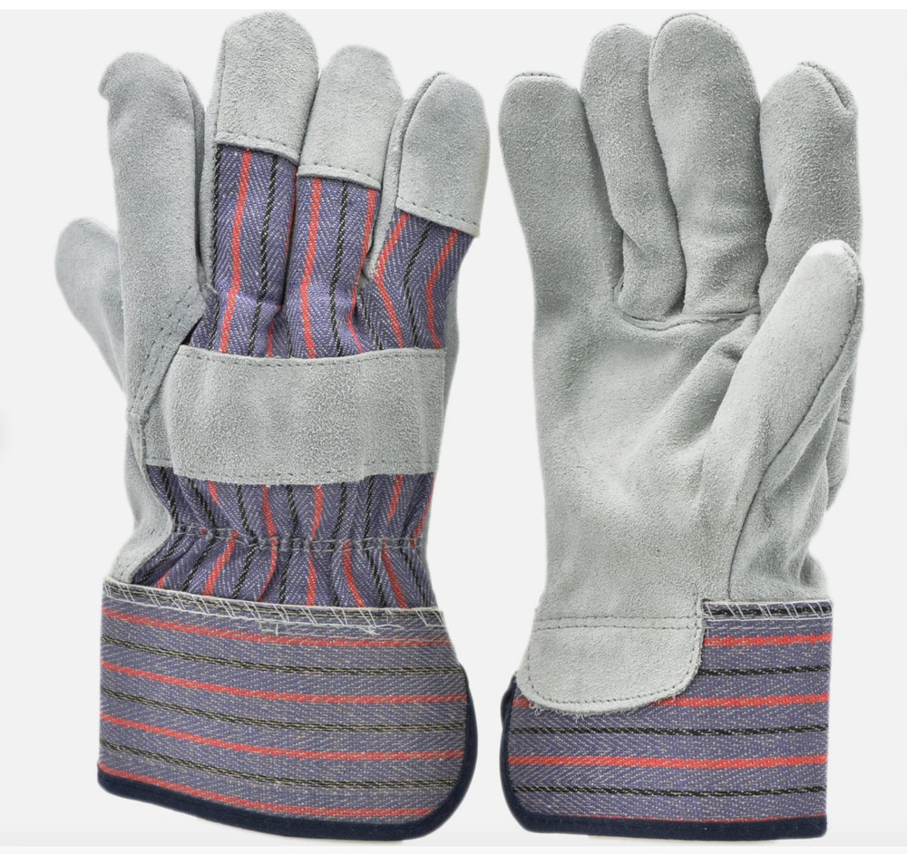 5015 5 Pair Pack Leather Palm Work Gloves Cowhide Leather Suede Finish, Single o