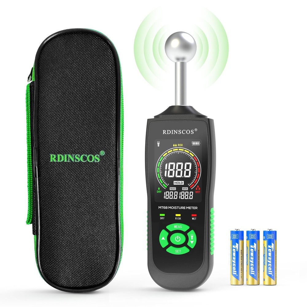 RDINSCOS Pinless Moisture Meter with Ball Sensor – Digital Moisture… Fas