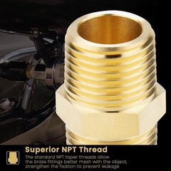 Brass Hex Nipple 1/2 NPT Male Adapter Fitting 4-Pack Solid Pipe Connector Du…