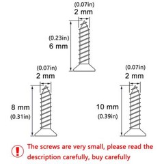 1600 Pcs 2MM Small Screws Flat Head Cross Micro Woodworking Kit Gold Black