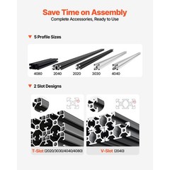 Uimoso 2-10PCS 4080 Aluminum Extrusion 500-2000 mm T/V Slot Anodized Linear Rail