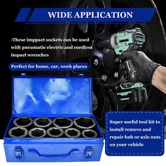 9PC 1″ ONE INCH DRIVE DR DEEP BIG SIZE AIR BLACK IMPACT SOCKET WRENCH TOOL SET