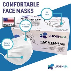 3 Ply Made in USA, 50 Pack Disposable Masks for Adults, ASTM Level 3, Large S…