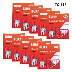 50pcs Dental Diamond Burs Burr FG 1.6mm Tips TC-11F for High Speed Handpiece Red