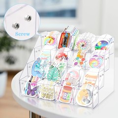 Sticker Display Stand for Vendors – 4 Tier 16 Pockets Acrylic Sticker Holder Dis