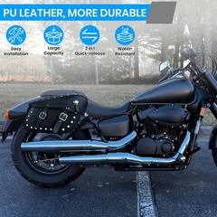 Motorcycle Saddlebags Studded Rivet 30L Water-Resistant PU Leather Quick-Release