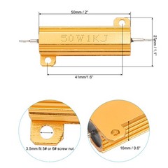 50W 1000 Ohm Aluminum Shell Resistor, 5pcs Housing Resistor 5% Tolerance, Golden