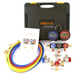 Elitech HVAC Manifold Gauge DMG-3 Refrigerant Pressure Gauge Set 2 Way w/Hoses