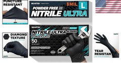 Nitrile Disposable Gloves 8 Mil – Heavy Duty Chemical Resistant Black 50 Pcs