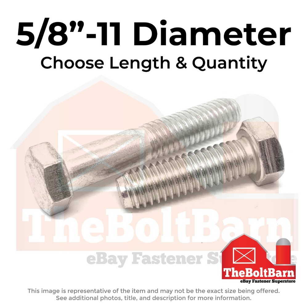 5/8″-11 Stainless Hex Cap Screws Coarse Thread Hex Bolts (Choose Length & Qty)