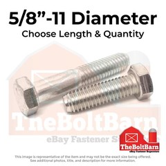 5/8″-11 Stainless Hex Cap Screws Coarse Thread Hex Bolts (Choose Length & Qty)