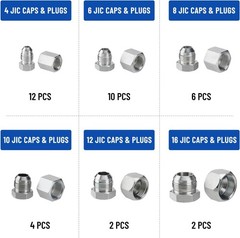 144 Piece JIC & ORFS Cap and Plug Kit Hose Tube & Pipe Fitting Set Hydraulic USA