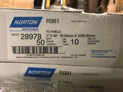 NORTON SANDING BELTS R981 50 GRIT 2″ x 90″ (10 belts per box)
