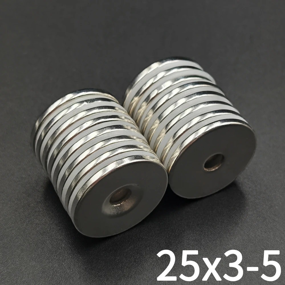 5/10 Pcs 25×3-5 Magnet 25mm X 3mm Hole 5mm Round Super Powerful Strong Permanent