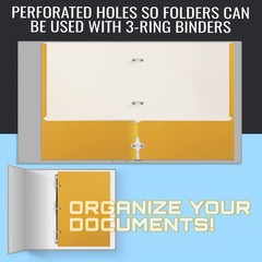 Better Office Products Two Pocket Portfolio Folders, Letter Size, Dark Yellow
