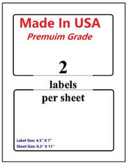 1000 Premium Shipping Blank Labels-7″ X 4.5″-Made in USA-Self Adhesive-8.5 x 11