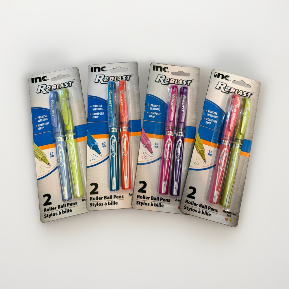 Inc. R2 BLAST Roller Ball Pens Assorted Colors 4x 2-Pack, MPN R2BLAST