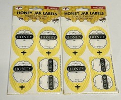 Lot of 2 Honey Jar Labels, 40ct Packs Pure Natural Honey Stickers 80 Total, USA.