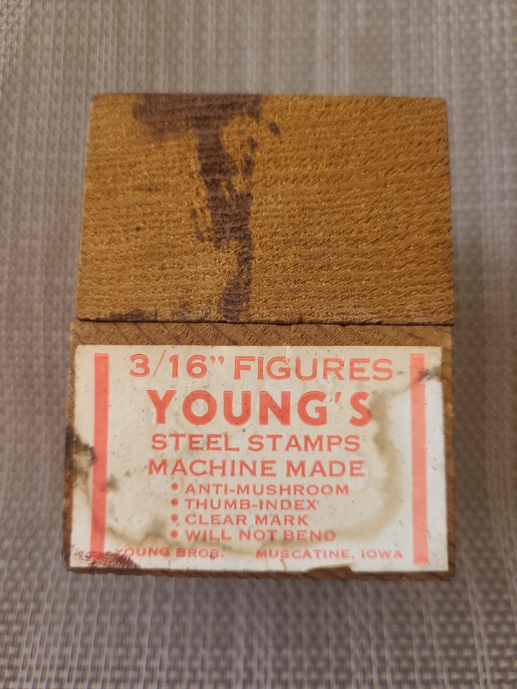 Young Brothers Hand Stamps Machine Made 1/4″ Figures Steel Stamps. Made In USA!