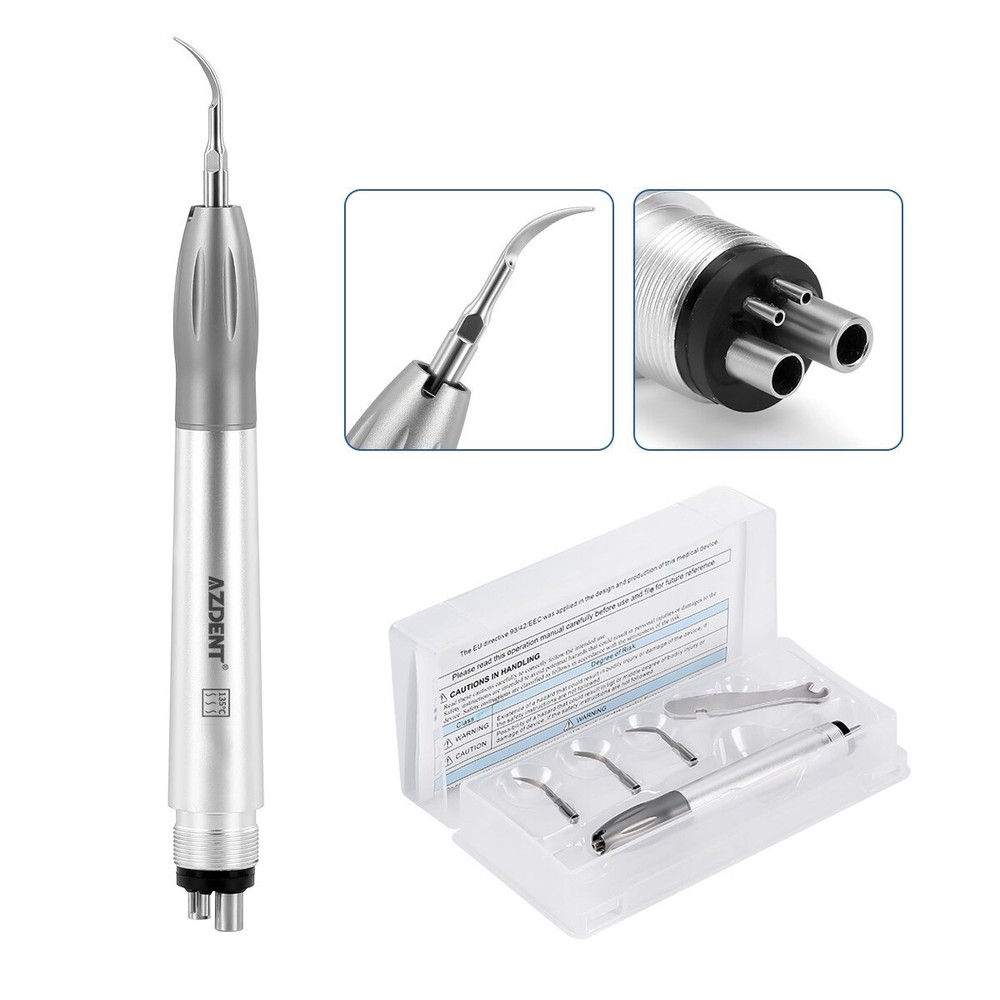Dental Ultrasonic Air Perio Scaler Handpiece 4 Hole 3 Tips AZDENT