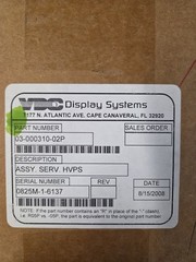 VDC Display Systems 03-000310-02P HVPS Power Supply Assembly spellman xp2532