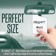 MESS Large Thick Parking Permit Hang Tags 10 Pack White 3x5in Car Mirror Pass