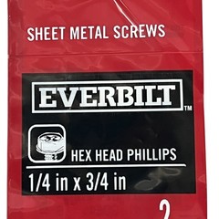 Sheet Metal Screws 1/4 in x 3/4 in Stainless Hex Head Phillips Drive 10 pcs
