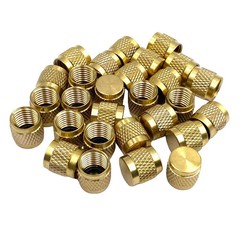 60 Pcs Schrader Valve Caps, Brass 1/4″ Flare Caps Round HVAC Valve Caps with …