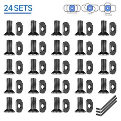 24 PCS Mlok Screws and Nuts Replacement Sets, M-Lok Rail Mount Screws & T-Nuts A