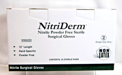 NitriDerm Nitrile Surgical Gloves Powder Free Sterile Size 7.5 50 Pairs T2515