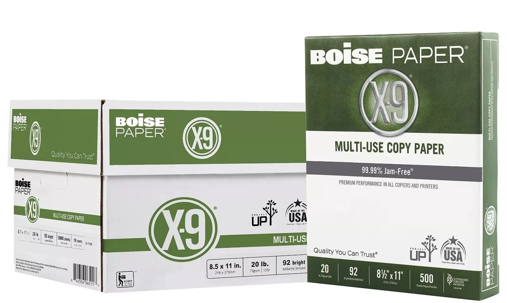 Boise X-9 Multi-Use Paper: 10 Reams, 5000 Sheets, 20 lb, 92 Brightness